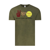 Vintage Olive Peace Love Softball Vintage Tee - Bettercallsaul
