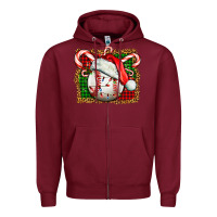 Burgundy baseball christmas Zipper Hoodie - FaDigitalArtStudio