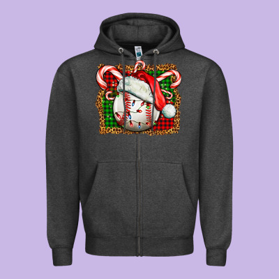 Baseball Christmas Zipper Hoodie Designed By Fadigitalartstudio