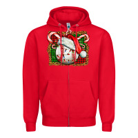 Red baseball christmas Zipper Hoodie - FaDigitalArtStudio