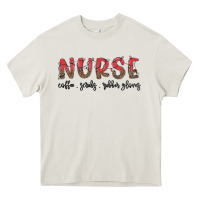 Cream christmas nurse Heavy Core Tee - MaliasSmallBusiness