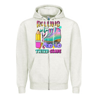 Oatmeal Heather rolling into third grade Zipper Hoodie - BundleAndBundleShop
