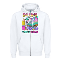 White rolling into third grade Zipper Hoodie - BundleAndBundleShop