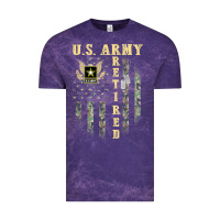 Cloud Purple US ARMY Retired  Distressed American Flag Patriotic Vintage Tee - longCreatives