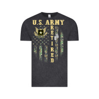 Vintage Black US ARMY Retired  Distressed American Flag Patriotic Vintage Tee - longCreatives