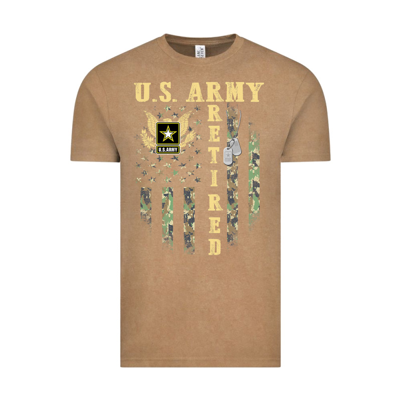 Us Army Retired  Distressed American Flag Patriotic Vintage Tee by longCreatives | Teevron