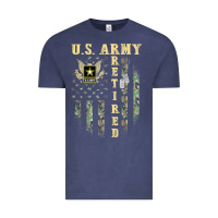 Vintage Denim US ARMY Retired  Distressed American Flag Patriotic Vintage Tee - longCreatives