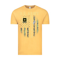 Vintage Mustard US ARMY Retired  Distressed American Flag Patriotic Vintage Tee - longCreatives