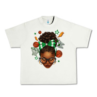 Pistachio Afro Messy Bun Basketball Green Bow Urban Heavy Tee - texasbilliewilder