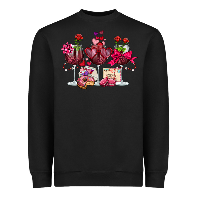 Valentine's Day Wine Glasses Heavyweight Sweatshirt by OliviaCreatesArt | Teevron