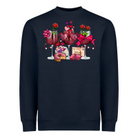 Navy valentine's day wine glasses Heavyweight Sweatshirt - OliviaCreatesArt