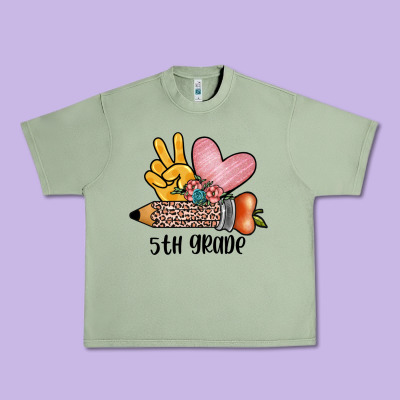 Peace Love 5th Grade Urban Heavy Tee Designed By Jahusdesignshop
