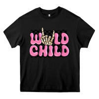 Black wild child pink skeleton Heavy Core Tee - MaliasSmallBusiness