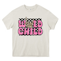 Cream wild child pink skeleton Heavy Core Tee - MaliasSmallBusiness