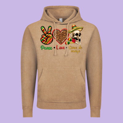 Peace Love Cinco De Mayo Vintage Hoodie Designed By Texasbilliewilder