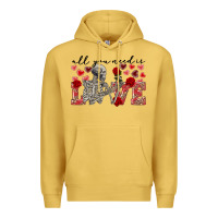 Antique Gold skeleton all you need is love Premium Hoodie - FaDigitalArtStudio