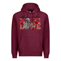 Burgundy skeleton all you need is love Premium Hoodie - FaDigitalArtStudio