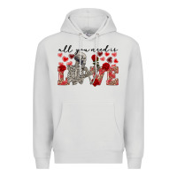 Dove Grey skeleton all you need is love Premium Hoodie - FaDigitalArtStudio