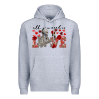 Heather Grey skeleton all you need is love Premium Hoodie - FaDigitalArtStudio