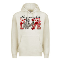Oatmeal Heather skeleton all you need is love Premium Hoodie - FaDigitalArtStudio