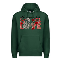 Sports Green skeleton all you need is love Premium Hoodie - FaDigitalArtStudio