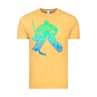 Vintage Mustard Ice Hockey Goalie Hockey Player Youth Men Kids Boys Vintage Tee - longCreatives