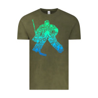 Vintage Olive Ice Hockey Goalie Hockey Player Youth Men Kids Boys Vintage Tee - longCreatives