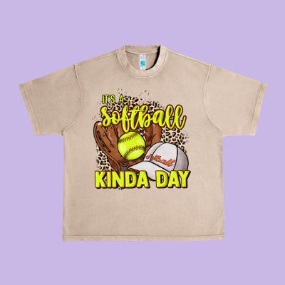 It's A Softball Kinda Day Leopard Urban Heavy Tee Designed By Nancycooperartshop