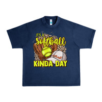 Navy It's a Softball kinda day leopard Urban Heavy Tee - NancyCooperArtShop