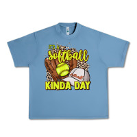 Pebble Blue It's a Softball kinda day leopard Urban Heavy Tee - NancyCooperArtShop