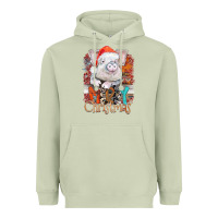 Matcha merry Christmas pig Heavyweight Hoodie - CowhideDigitalArt