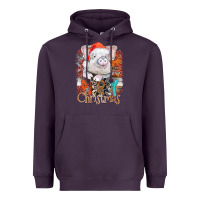 Plum merry Christmas pig Heavyweight Hoodie - CowhideDigitalArt