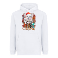 White merry Christmas pig Heavyweight Hoodie - CowhideDigitalArt