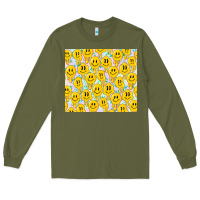 Army Green retro smiley faces Long Sleeve Tee - TumblerDesignByShophia