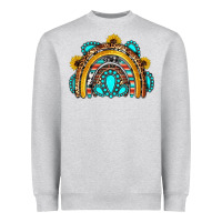 Heather Grey western gemstones sunflowers rainbow Heavyweight Sweatshirt - OliviaCreatesArt