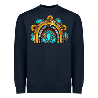 Navy western gemstones sunflowers rainbow Heavyweight Sweatshirt - OliviaCreatesArt