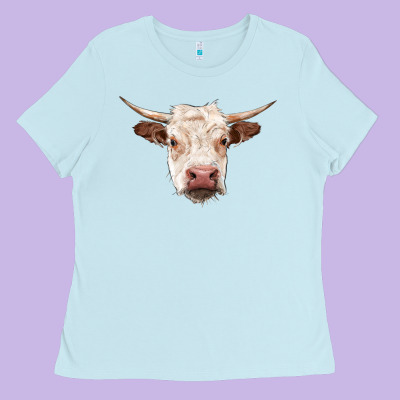 Hereford Cow Head Ladies Tee Designed By Ranaportraitstore