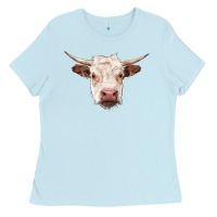 Baby Blue hereford cow head Ladies Tee - RanaPortraitStore