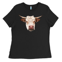 Black hereford cow head Ladies Tee - RanaPortraitStore