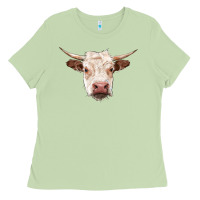 Matcha hereford cow head Ladies Tee - RanaPortraitStore