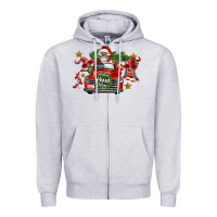 Heather Grey merry christmas truck gnomies Zipper Hoodie - FaDigitalArtStudio