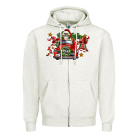 Oatmeal Heather merry christmas truck gnomies Zipper Hoodie - FaDigitalArtStudio