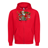 Red merry christmas truck gnomies Zipper Hoodie - FaDigitalArtStudio