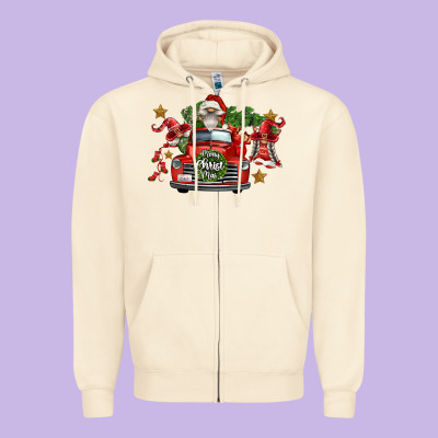 Merry Christmas Truck Gnomies Zipper Hoodie Designed By Fadigitalartstudio