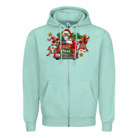 Seafoam merry christmas truck gnomies Zipper Hoodie - FaDigitalArtStudio