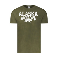 Vintage Olive Alaska Mountains Forest Hunting Usa Vintage Tee - longCreatives