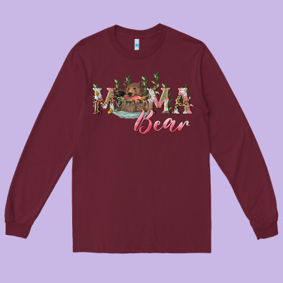 Mama Bear With Daisy Long Sleeve Tee Designed By Ranaportraitstore
