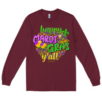 Burgundy Love Mardi Gras Y'all Long Sleeve Tee - HowdyJamesFarm