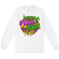 White Love Mardi Gras Y'all Long Sleeve Tee - HowdyJamesFarm