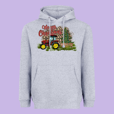 Merry Christmas Tractor Tree Heavyweight Hoodie Designed By Cowhidedigitalart